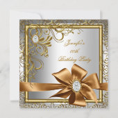 Elegant Silver Gold Jewel afbeelding Birthday Part Kaart (Voorkant)