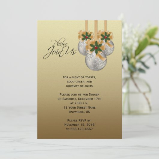 Elegant Silver Gold-kerstfeest Kaart (Staand voorkant)