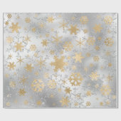Elegant Silver Gold Kerstmis Snowflake Patroon Cadeaupapier (Vlak)
