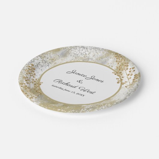 Elegant Silver Gold Lijst aangepaste bruiloft Papieren Bordje (Gekanteld)