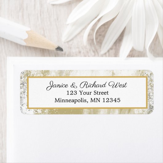 Elegant Silver Gold Lijst Weddenschap Etiket (Insitu)