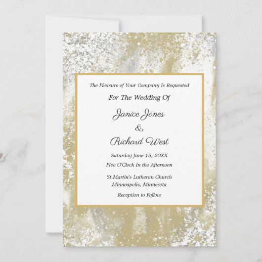 Elegant Silver Gold Lijst Wedding Invitation Kaart (Voorkant)