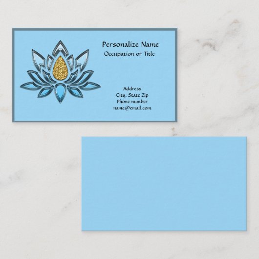 Elegant Silver Gold Lotus Flower Zen Yoga Visitekaartje (Voorkant / Achterkant)