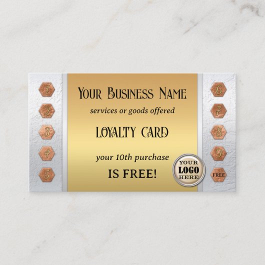 Elegant Silver Gold Loyalty Visitekaartje (Voorkant)