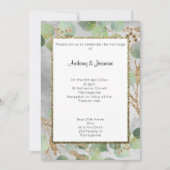 ELEGANT SILVER GOLD MARBLE BOTANICAL 2 INVITATION KAART (Voorkant)