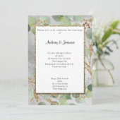 ELEGANT SILVER GOLD MARBLE BOTANICAL 2 INVITATION KAART (Staand voorkant)