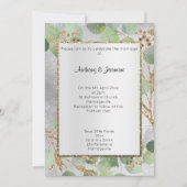 ELEGANT SILVER GOLD MARBLE BOTANICAL INVITATION KAART (Voorkant)