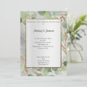 ELEGANT SILVER GOLD MARBLE BOTANICAL INVITATION KAART (Staand voorkant)