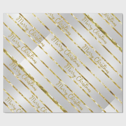 Elegant Silver Gold Merry kerst Cadeaupapier (Vlak)