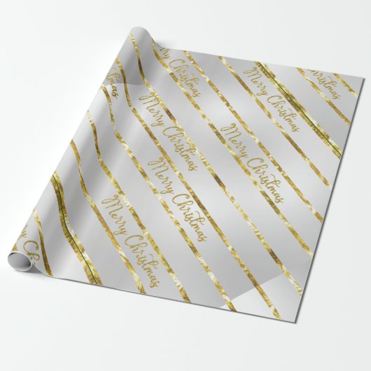 Elegant Silver Gold Merry kerst Cadeaupapier (Uitgerold)