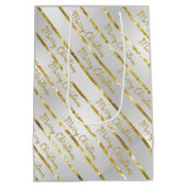Elegant Silver Gold Merry kerst Medium Cadeauzakje (Achterkant)