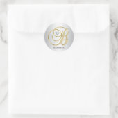 Elegant Silver Gold Monogramed Initiaal B Ronde Sticker (Tas)