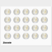 Elegant Silver Gold Monogrammed Wedding Ronde Sticker (Vel)