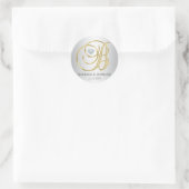 Elegant Silver Gold Monogrammed Wedding Ronde Sticker (Tas)