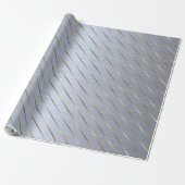 Elegant Silver Gold Striped Wrapping Paper Cadeaupapier (Uitgerold)