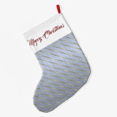 Elegant Silver Gold Stripes Grote Kerstsok (Achterkant (Hangend))