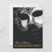 Elegant Silver Gold Sweet 16 Masquerade Invitation Kaart (Voorkant)