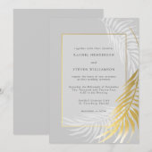 Elegant Silver Gold Wedding Tropical Greenery Kaart (Voorkant / Achterkant)