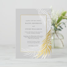 Elegant Silver Gold Wedding Tropical Greenery