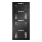 Elegant Silver Gray Black Menue Chic Reclamekaart (Achterkant)