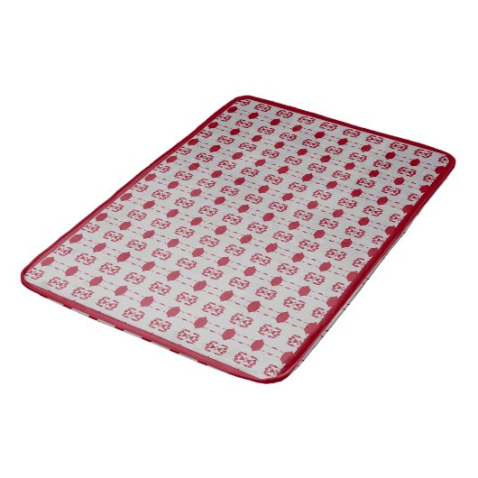 Elegant Silver Gray & Burgundy Pattern Badmat (Gekanteld)