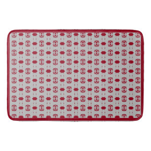 Elegant Silver Gray & Burgundy Pattern Badmat