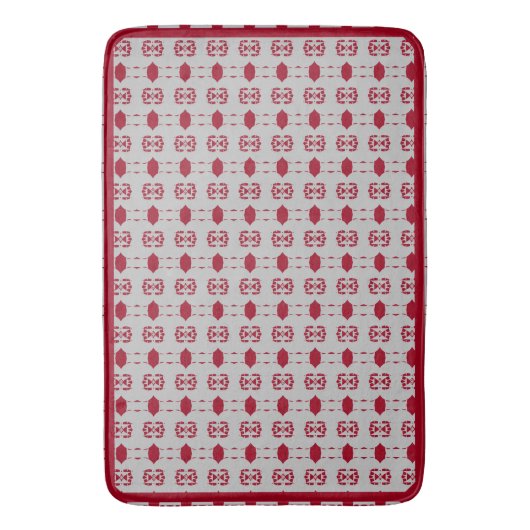 Elegant Silver Gray & Burgundy Pattern Badmat (Voorkant Verticaal)