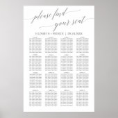 Elegant Silver Gray Calligraphy Seat Chart Poster (Voorkant)