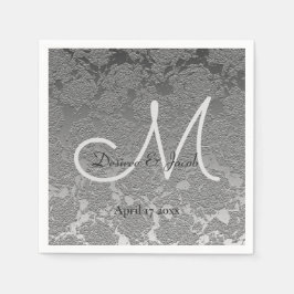 Elegant Silver Gray Custom Wedding Monogram Napkin Servet