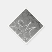 Elegant Silver Gray Custom Wedding Monogram Napkin Servet (Hoek)
