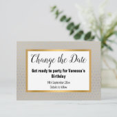 ELEGANT SILVER GRAY GOLD VERANDERT DATUM RSVP KAARTJE (Staand voorkant)