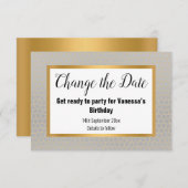 ELEGANT SILVER GRAY GOLD VERANDERT DATUM RSVP KAARTJE (Voorkant / Achterkant)