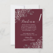 Elegant Silver Gray Lace Frills Bourgogne Weddensc Save The Date (Achterkant)