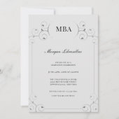 Elegant Silver Gray MBA Graduation Party Kaart (Voorkant)