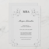 Elegant Silver Gray MBA Graduation Party Kaart (Voorkant / Achterkant)