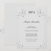 Elegant Silver Gray MFA Graduparty Kaart (Voorkant / Achterkant)