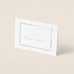 Elegant Silver & Gray Minimalist Monogram Folie Kaarten<br><div class="desc">Elegant gevouwen kaart met jouw naam en initialen bedrukt in zilverfolie in een zilverfolie lijst. Monogrammed zilverfolie kaart.</div>