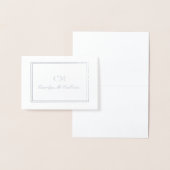 Elegant Silver & Gray Minimalist Monogram Folie Kaarten (Display)