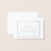 Elegant Silver & Gray Minimalist Monogram Folie Kaarten (Voorkant met envelop)