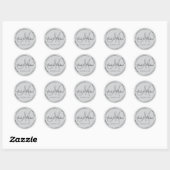 Elegant Silver Gray Monogrammed Wedding Favor  Ronde Sticker (Vel)