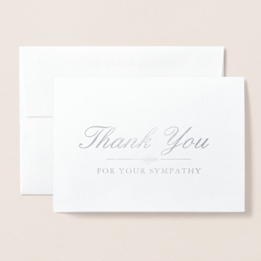 Elegant Silver & Gray Sympathie Dank u Folie Kaarten (Voorkant met envelop)