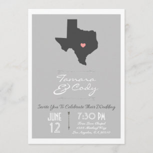 Elegant Silver Gray Texas Wedding Invitation Kaart