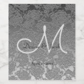 Elegant Silver Gray Wedding Reception Monogram Wijn Etiket (Enkel label)