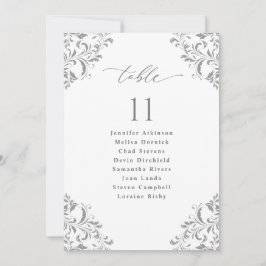 Elegant Silver Gray Wedding Seding Chart Kaarten