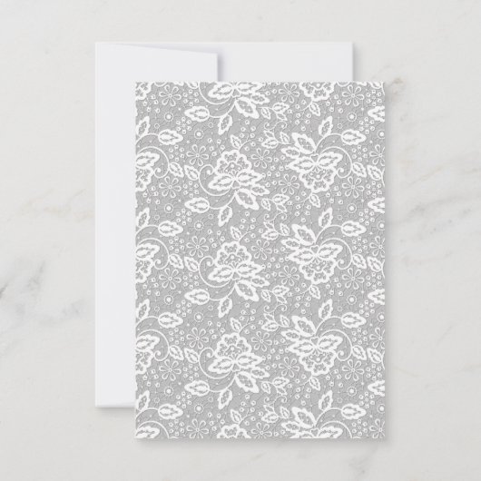 ELEGANT SILVER GRAY WHITE LACE RSVP KAART (Achterkant)