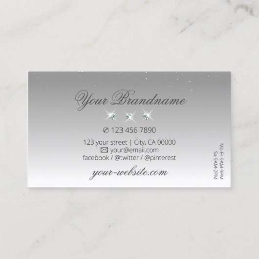 Elegant Silver Gray White Ombre Sparking Jewels Visitekaartje (Achterkant)