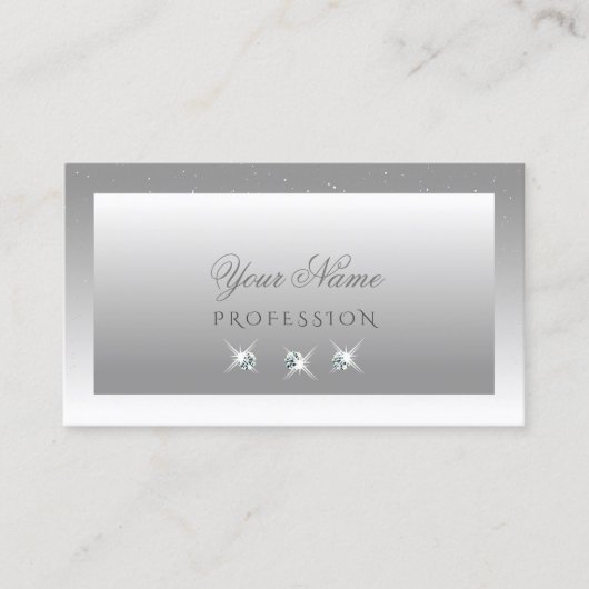Elegant Silver Gray White Ombre Sparking Jewels Visitekaartje (Voorkant)