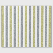 Elegant Silver Green Glitter Striped Holiday Cadeaupapier (Vlak)
