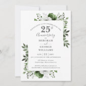 Elegant Silver Greenery 25e bruiloft Jubileum Kaart (Voorkant)
