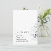 Elegant Silver Greenery sparen de Datum aankondigi Aankondiging (Staand voorkant)